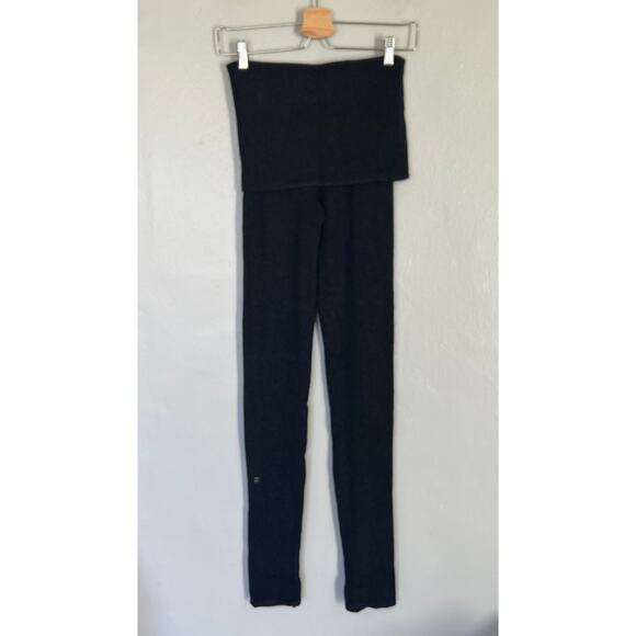 Lululemon Citta Skirted Leggings Foldover Waist Sweater Knit Black Women's Sz 2 - Picture 2 of 11